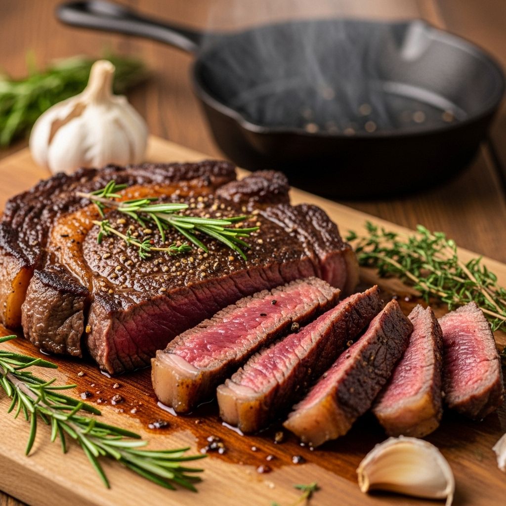Simple seasoning and skillet mastery deliver bold beef flavor and ideal juiciness.