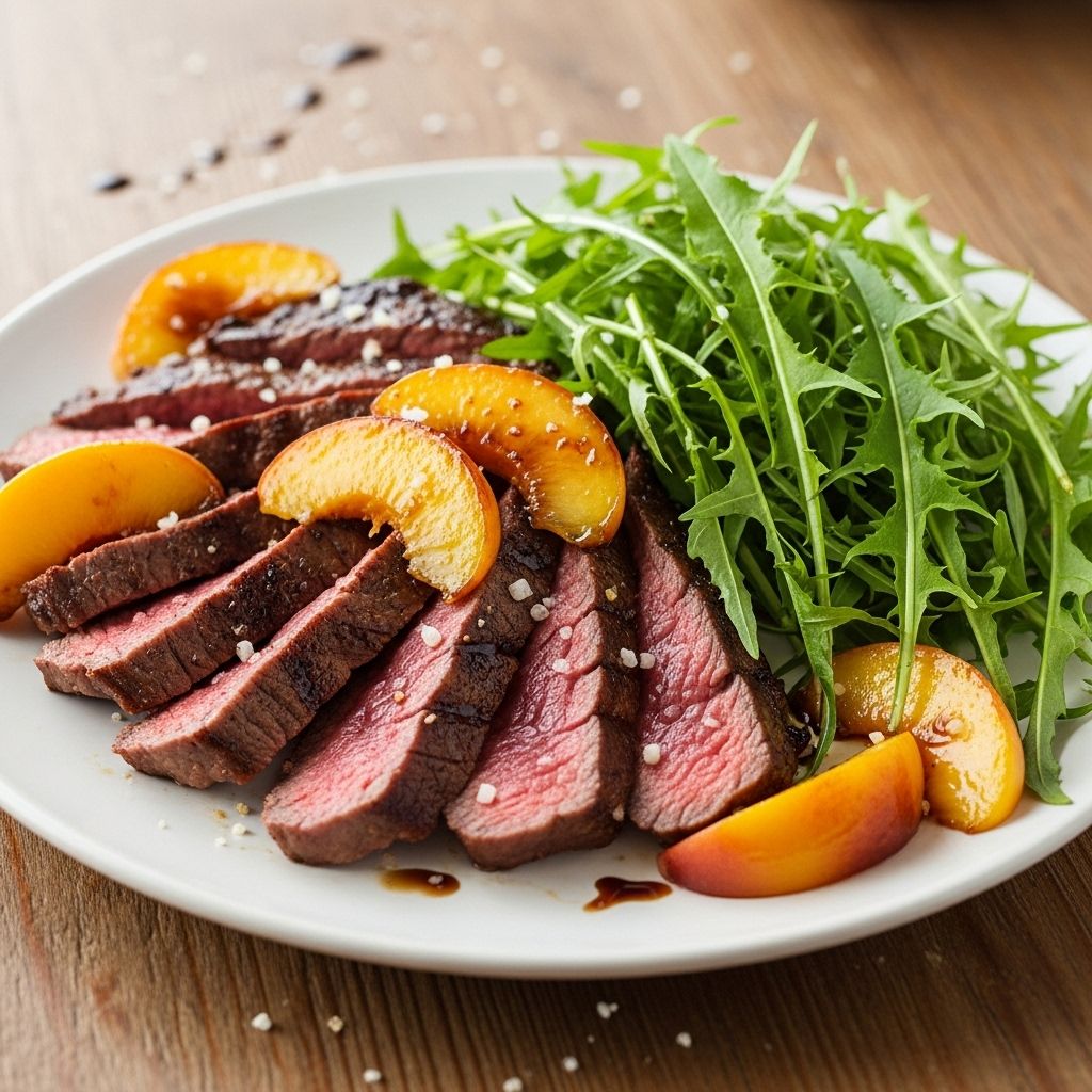 Smoky crust meets sweet caramel and peppery leaves in a vibrant late-summer dish.