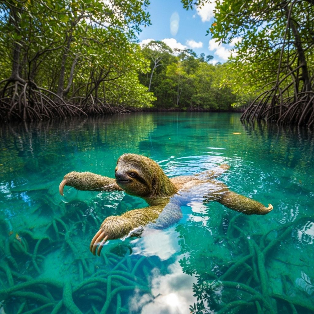 Delve into the secret world of Panama’s critically endangered pygmy sloths, the only saltwater-swimming sloth species on Earth.
