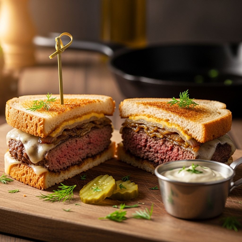 Savor layers of juicy beef, gooey cheese, and caramelized onions in every crisp bite.