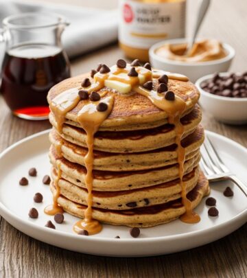 Soft, rich pancakes marry nutty depth and sweet chocolate for a cozy breakfast treat.