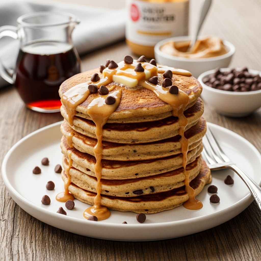 Soft, rich pancakes marry nutty depth and sweet chocolate for a cozy breakfast treat.