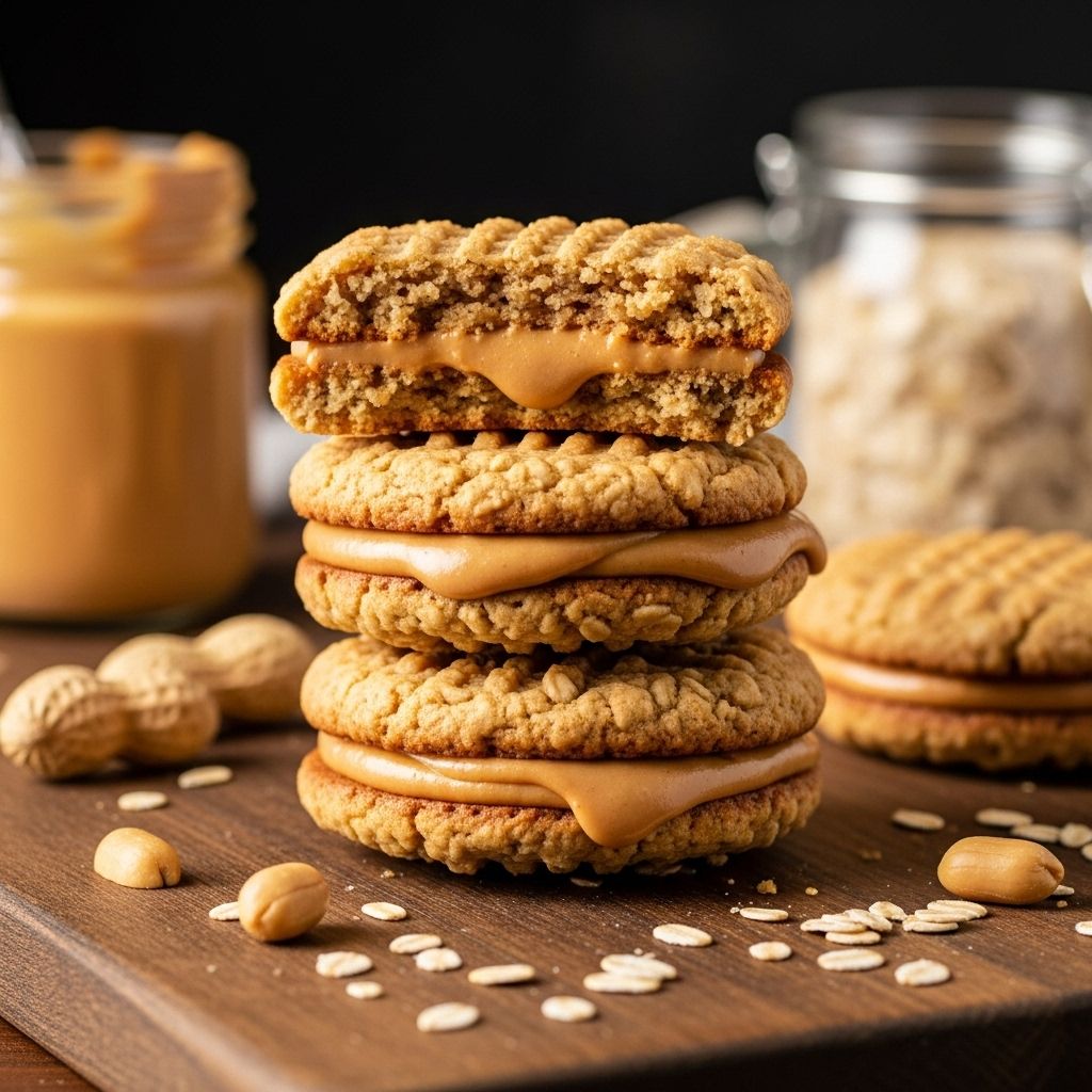 A chewy oat-and-peanut butter cookie encases a silky honey buttercream for pure comfort.
