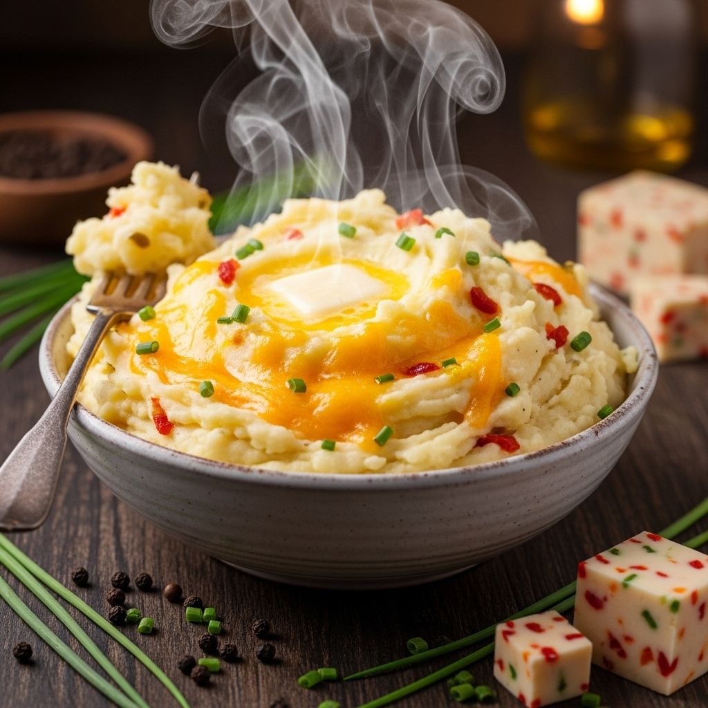 Enjoy rich, velvety potatoes baked to golden perfection with a dash of warming heat.