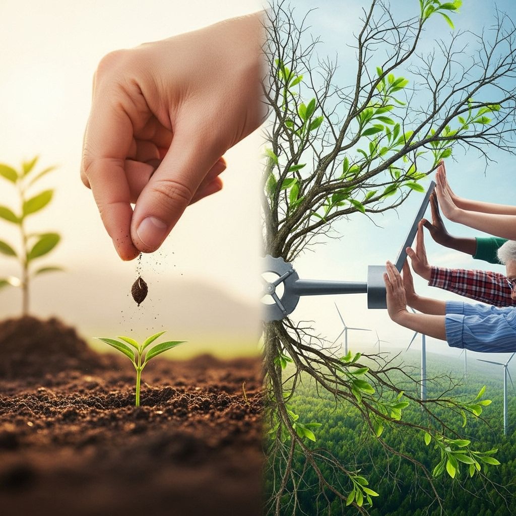Explore the crucial roles of individual habits and collective systemic change in advancing environmental sustainability.