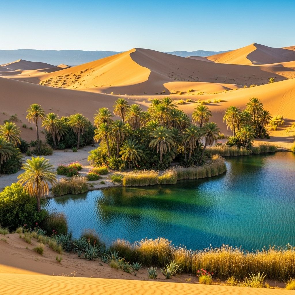 Explore the world’s most breathtaking oases, where life flourishes against the odds and nature creates green paradises in the heart of the desert.