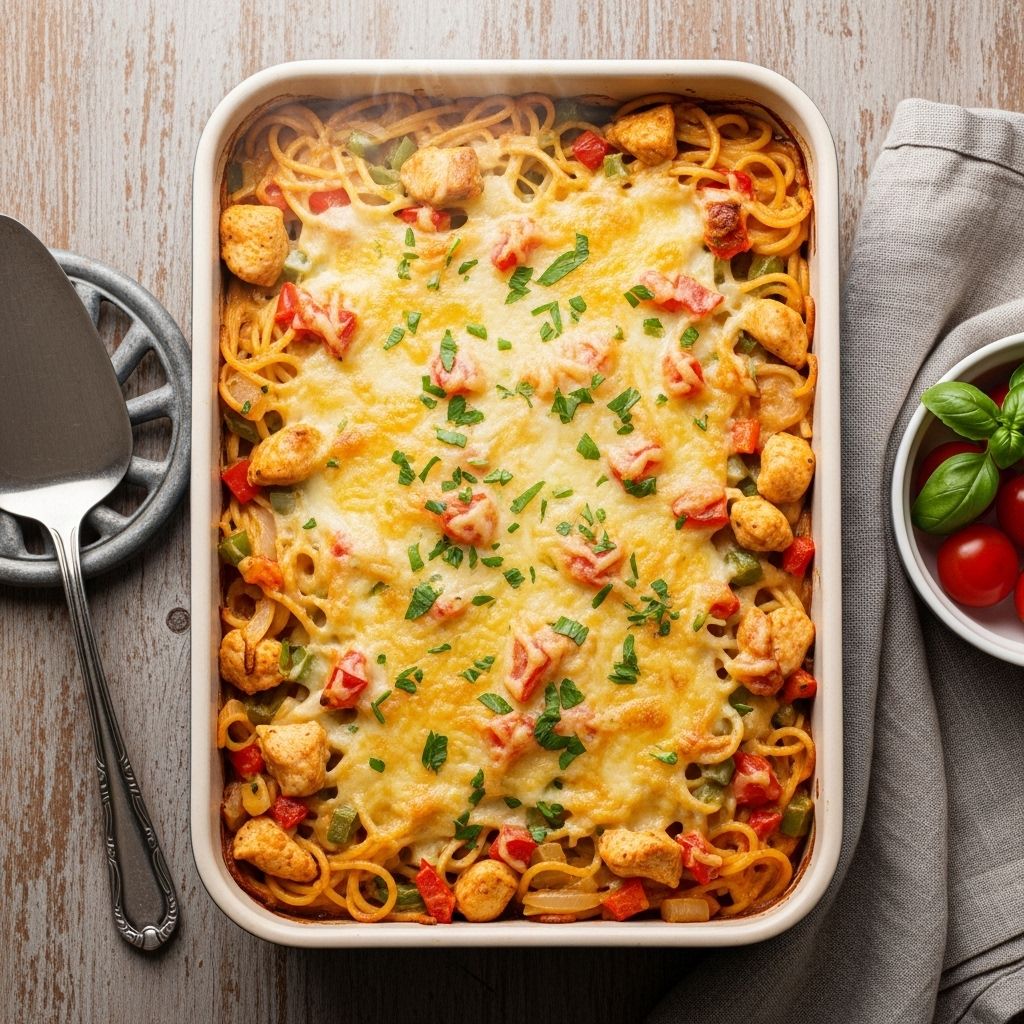The Pioneer Woman’s Chicken Spaghetti Recipe This creamy casserole transforms pantry staples into a comforting, crowd-pleasing meal.