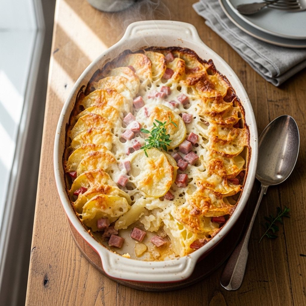Scalloped Potatoes and Ham Recipe from The Pioneer Woman A make-ahead family favorite that delivers creamy, cheesy goodness with minimal effort.
