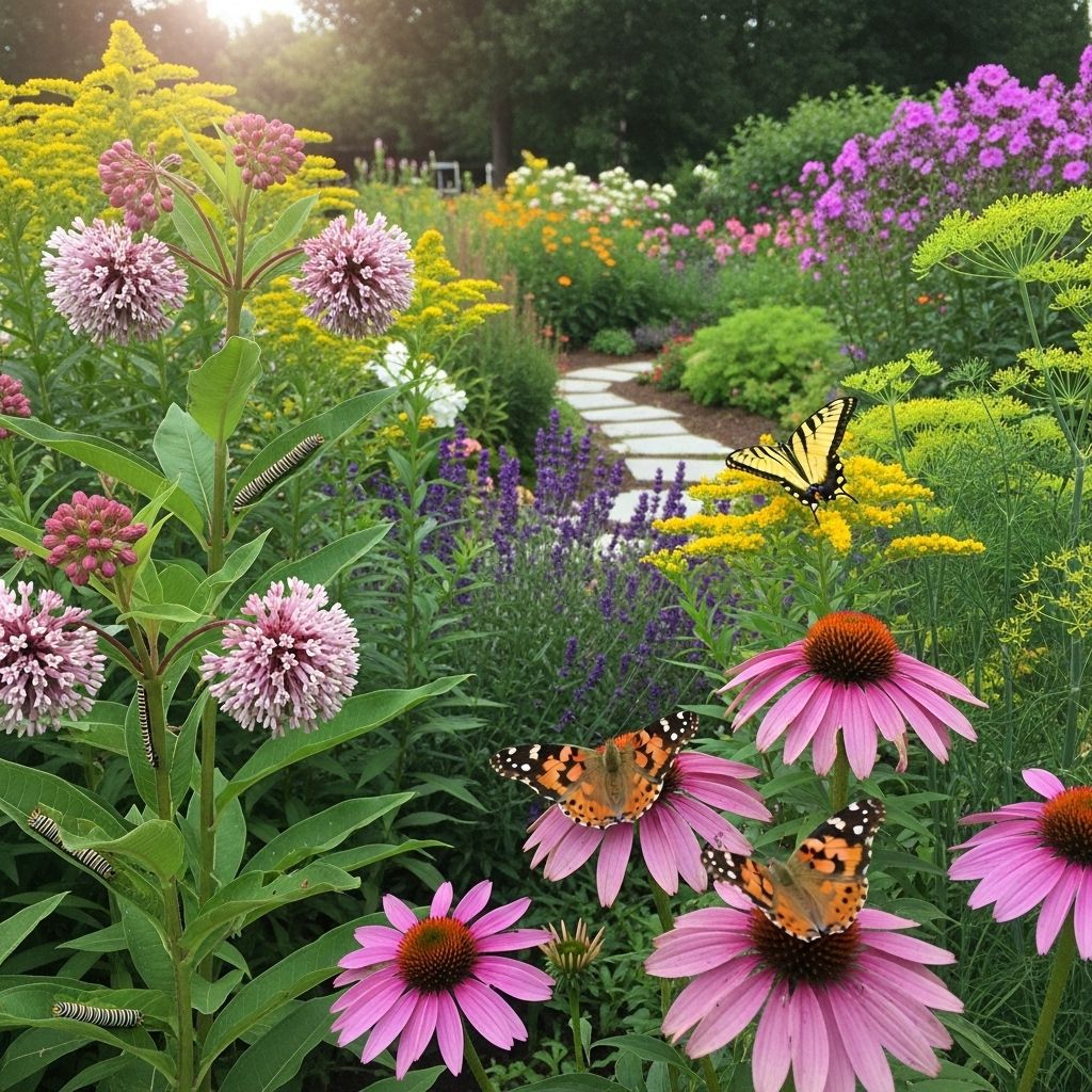 Create a vibrant butterfly oasis with native plants that support butterflies at every life stage, enhancing pollinator diversity.