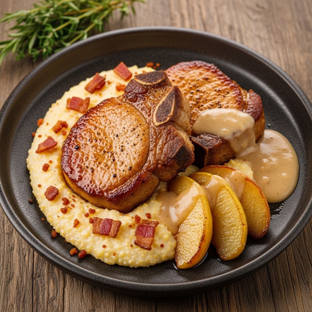 A soul-satisfying Southern skillet feast with caramelized fruit and rich grains.