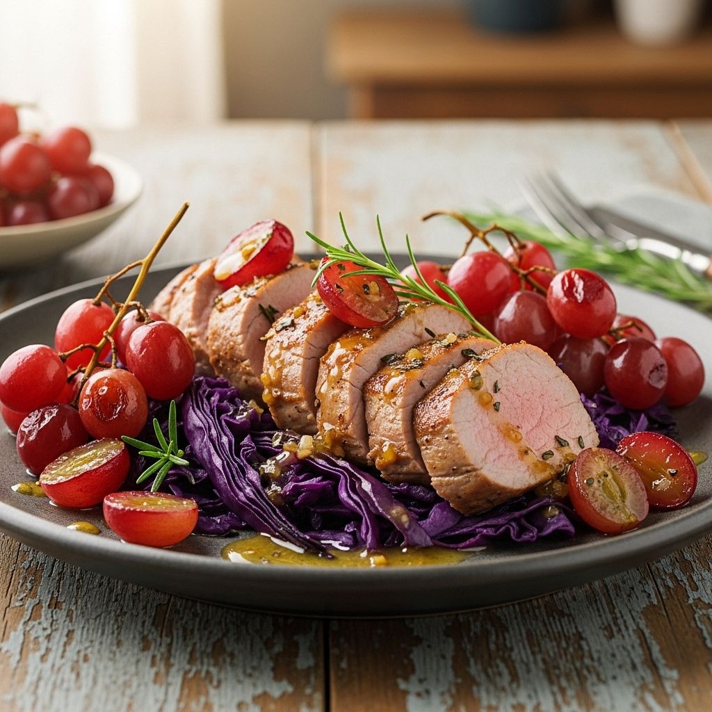 Discover how to transform pork tenderloin with sweet roasted grapes and vibrant cabbage for a flavorful weeknight meal.