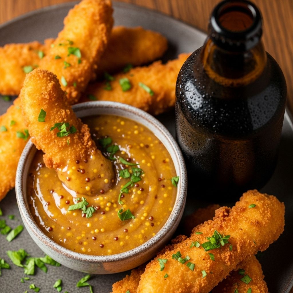 A rich beer reduction adds unexpected maltiness and tang, boosting taste in every bite.