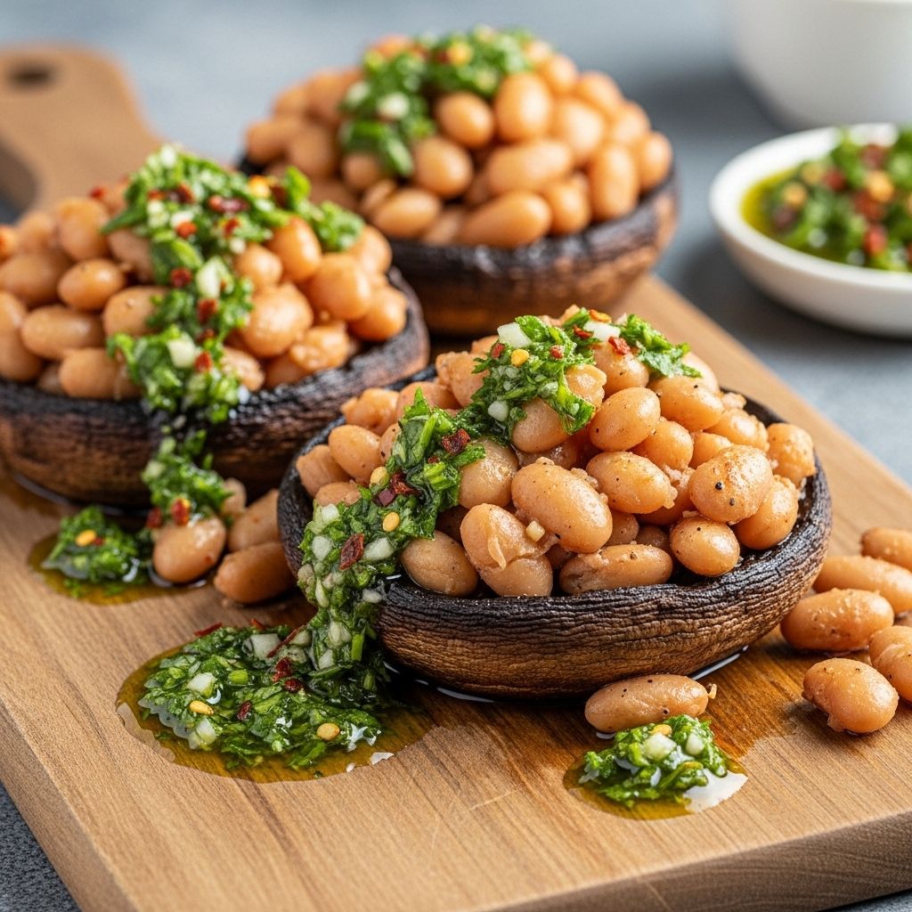 This easy, flavorful portobello mushroom dish pairs creamy cannellini beans with zesty chimichurri for a nourishing plant-based entrée.