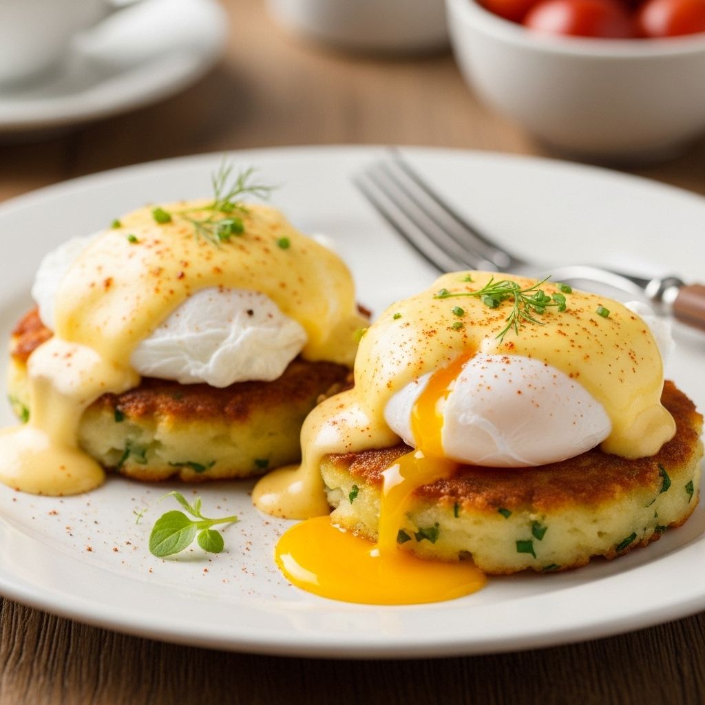 A flavorful eggs Benedict twist turning unused spuds into a rich, satisfying treat.