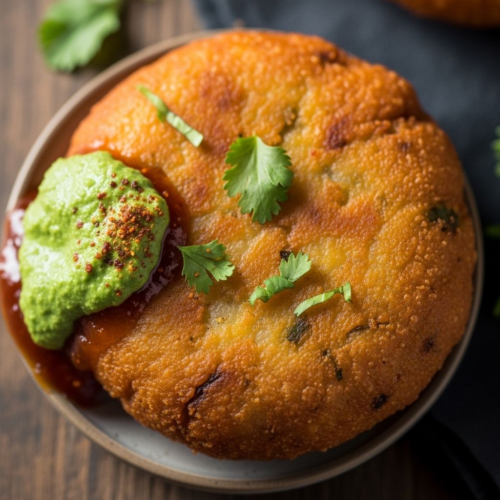 Golden, crunchy shell gives way to a creamy, spicy center inspired by street bazaars.
