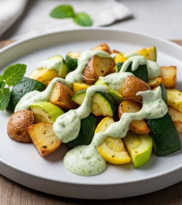 A vibrant herb blend transforms humble vegetables into a lively, rustic side dish.
