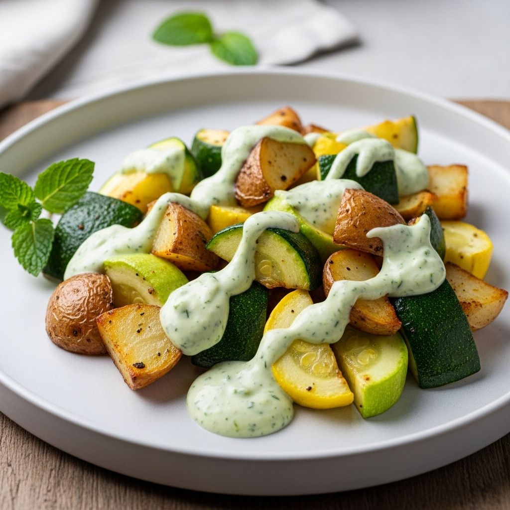 A vibrant herb blend transforms humble vegetables into a lively, rustic side dish.