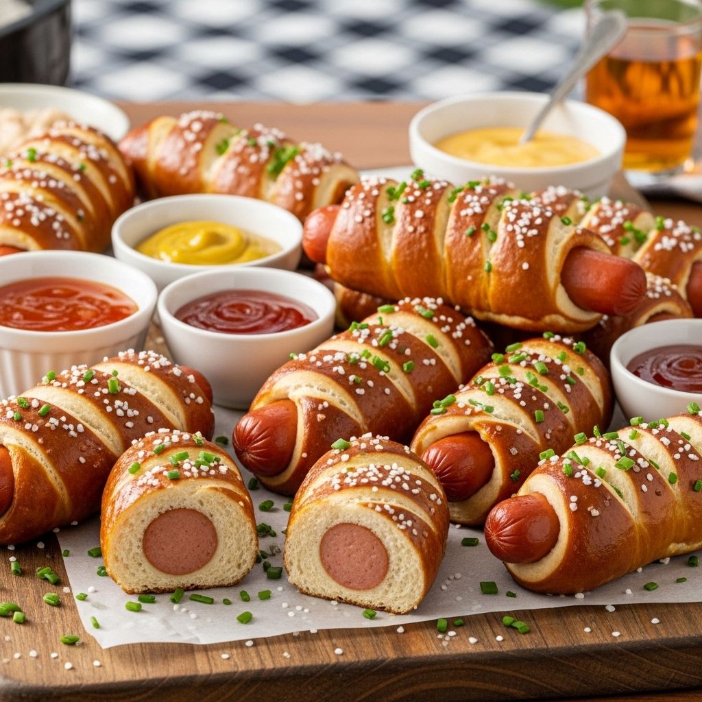 Soft, golden-brown dough wraps hearty franks for a playful twist on classic hot dogs.