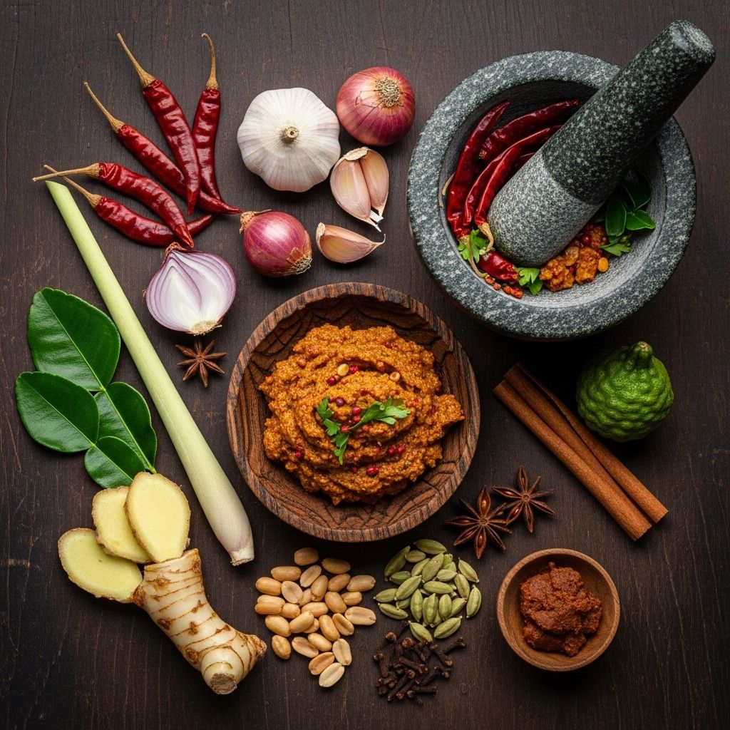 Toasted spices and fresh aromatics blend into a mellow, warming depth for Thai dishes.