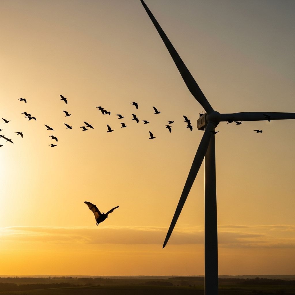 Exploring practical strategies and innovative technologies to minimize bird and bat mortality at wind farms while accelerating the shift towards clean energy.
