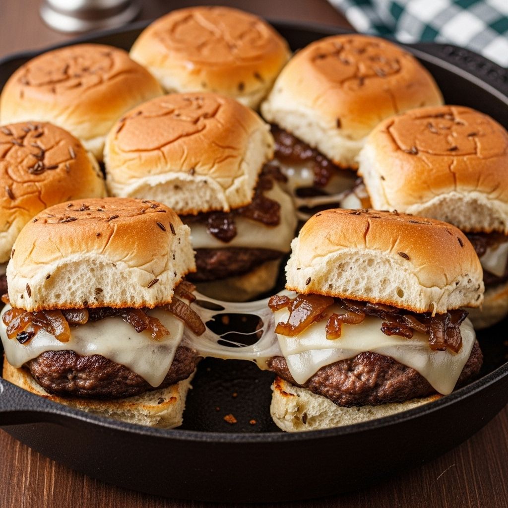 Buttery rolls cradle savory beef and sweet onions for a deliciously shareable indulgence.