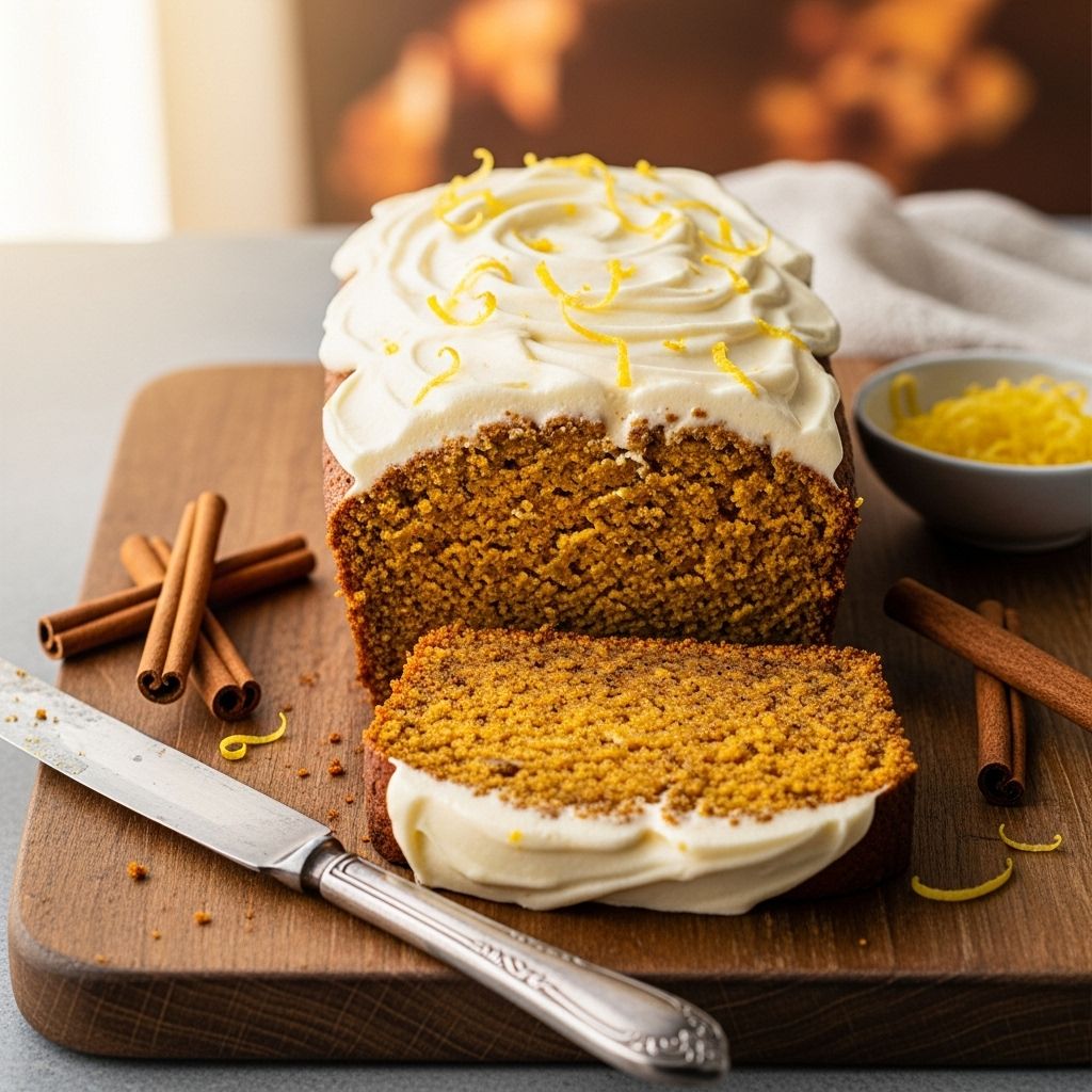 Elevate your autumn baking with this moist pumpkin bread featuring a tangy lemon cream cheese swirl and plenty of seasonal spice.