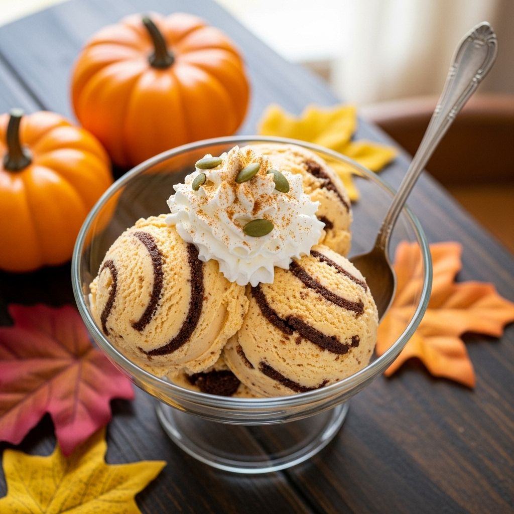 Pumpkin Brownie Chunk Ice Cream: Autumn Flavor Meets Fudgy Indulgence Cozy spices and decadent swirls combine for a rich, indulgent autumn treat.