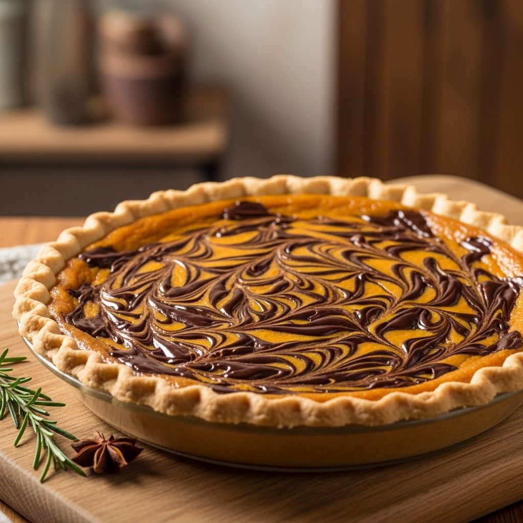 Lift desserts with a velvety spice-infused filling and contrasting dark cocoa ribbons.