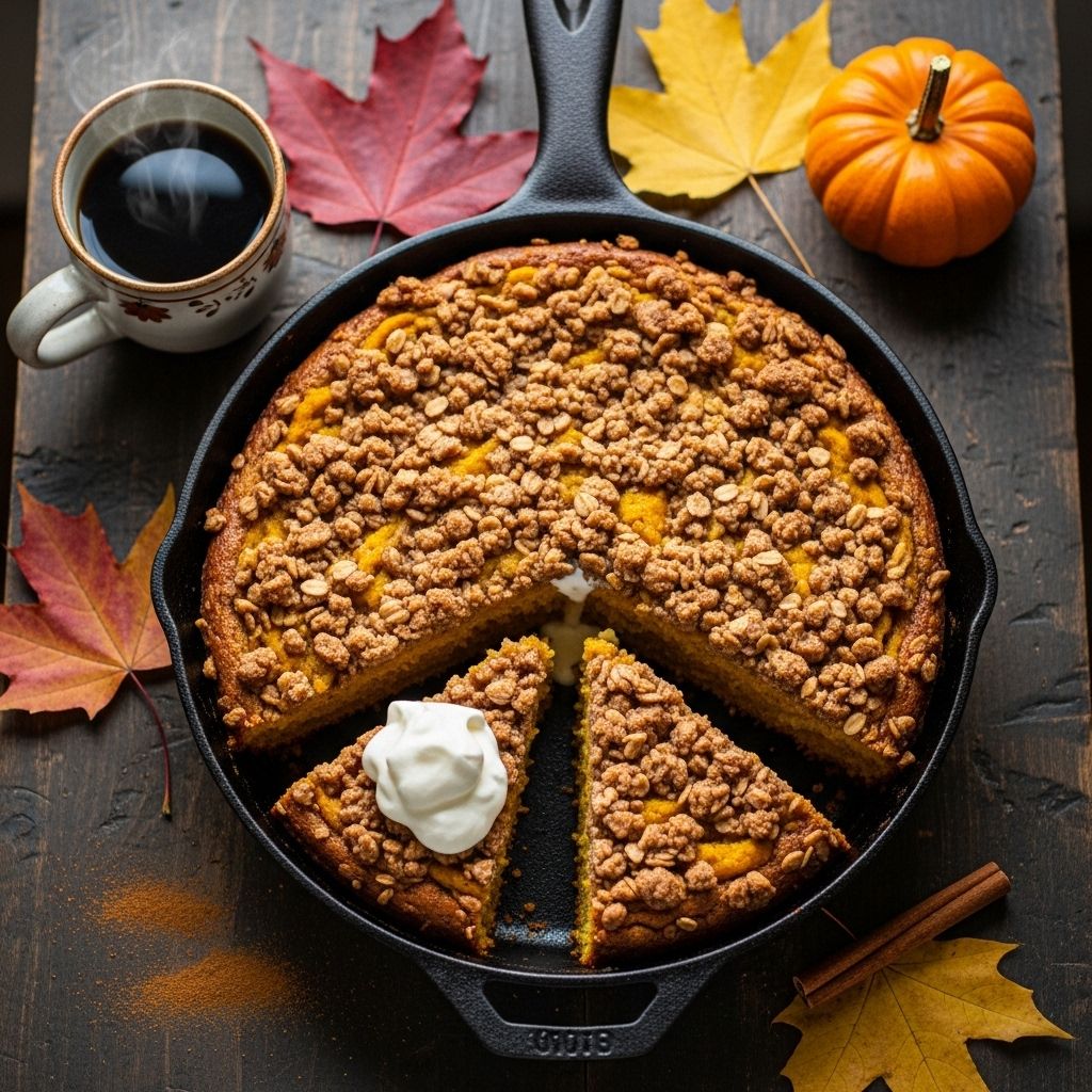 A rustic cast iron creation delivering moist, tender crumb and golden, crunchy finish.