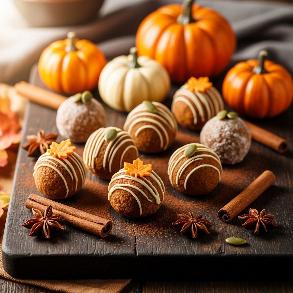 Creamy spiced pumpkin and glossy chocolate come together in bite-sized fall indulgences.
