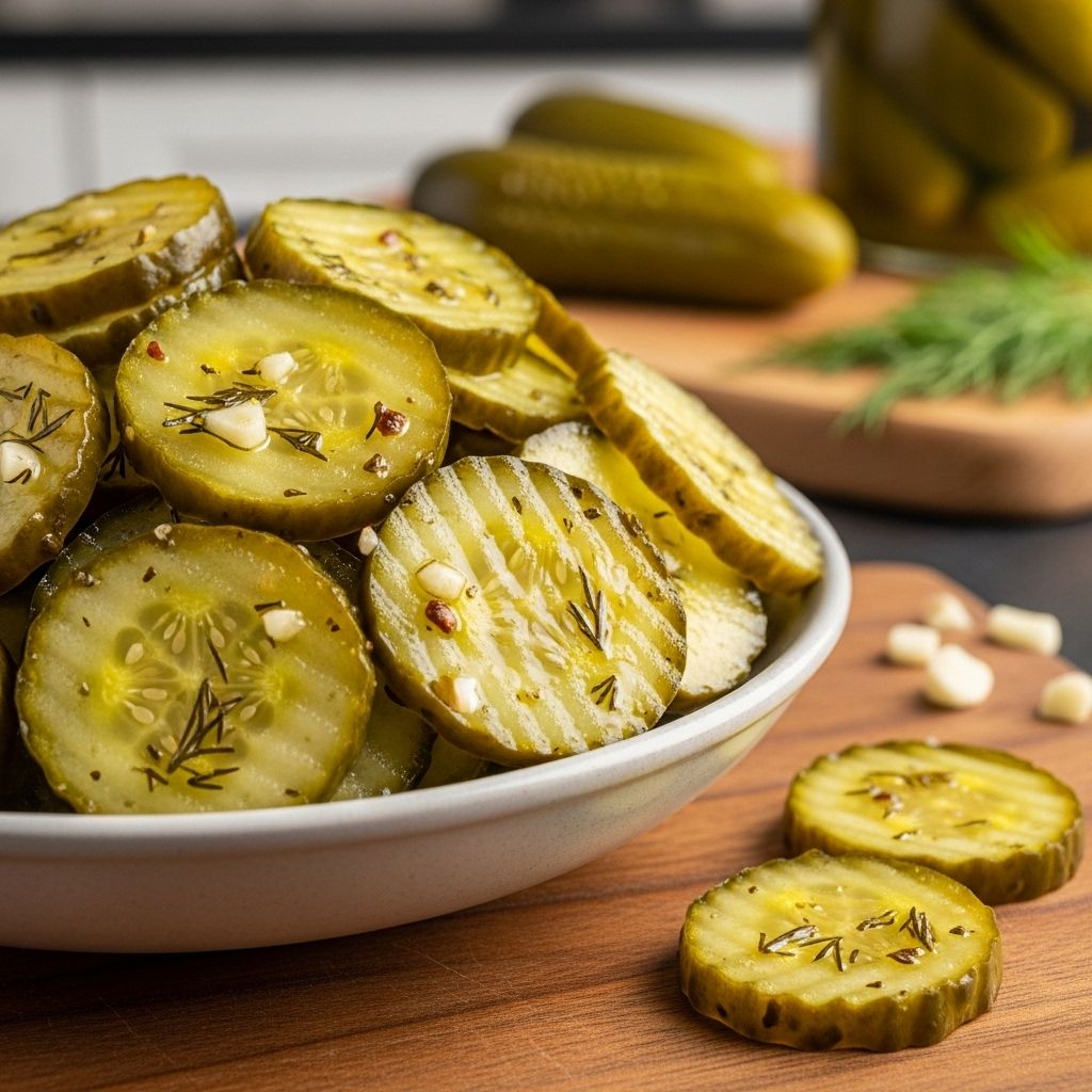 Experience homemade tang with fresh dill and garlic in every perfectly crisp slice.