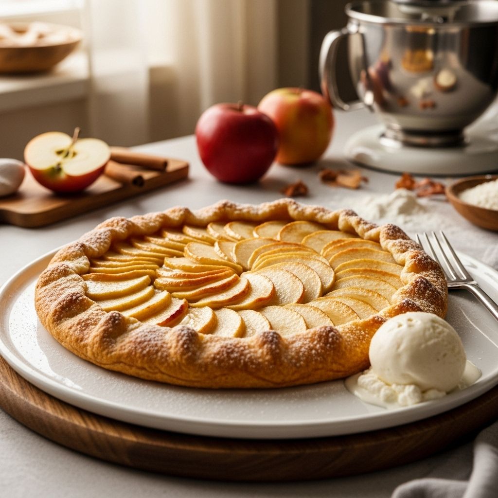 Golden pastry layered with thin fruit slices creates an impressive, fuss-free treat.