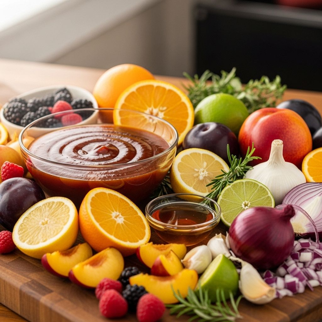 A versatile glaze that melds seasonal sweetness with zesty tang for grilling dishes.
