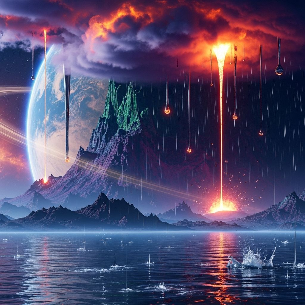 Discover the dazzling diversity of rainfall on planets and moons beyond Earth, from diamond storms to metal rains.