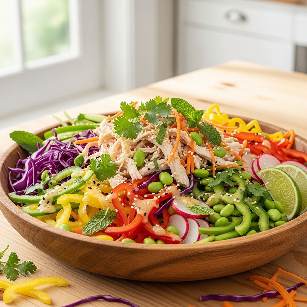 Discover how to create a beautiful, nutrient-rich slaw featuring chicken, fresh vegetables, and a tangy buttermilk dressing for a colorful, satisfying meal.