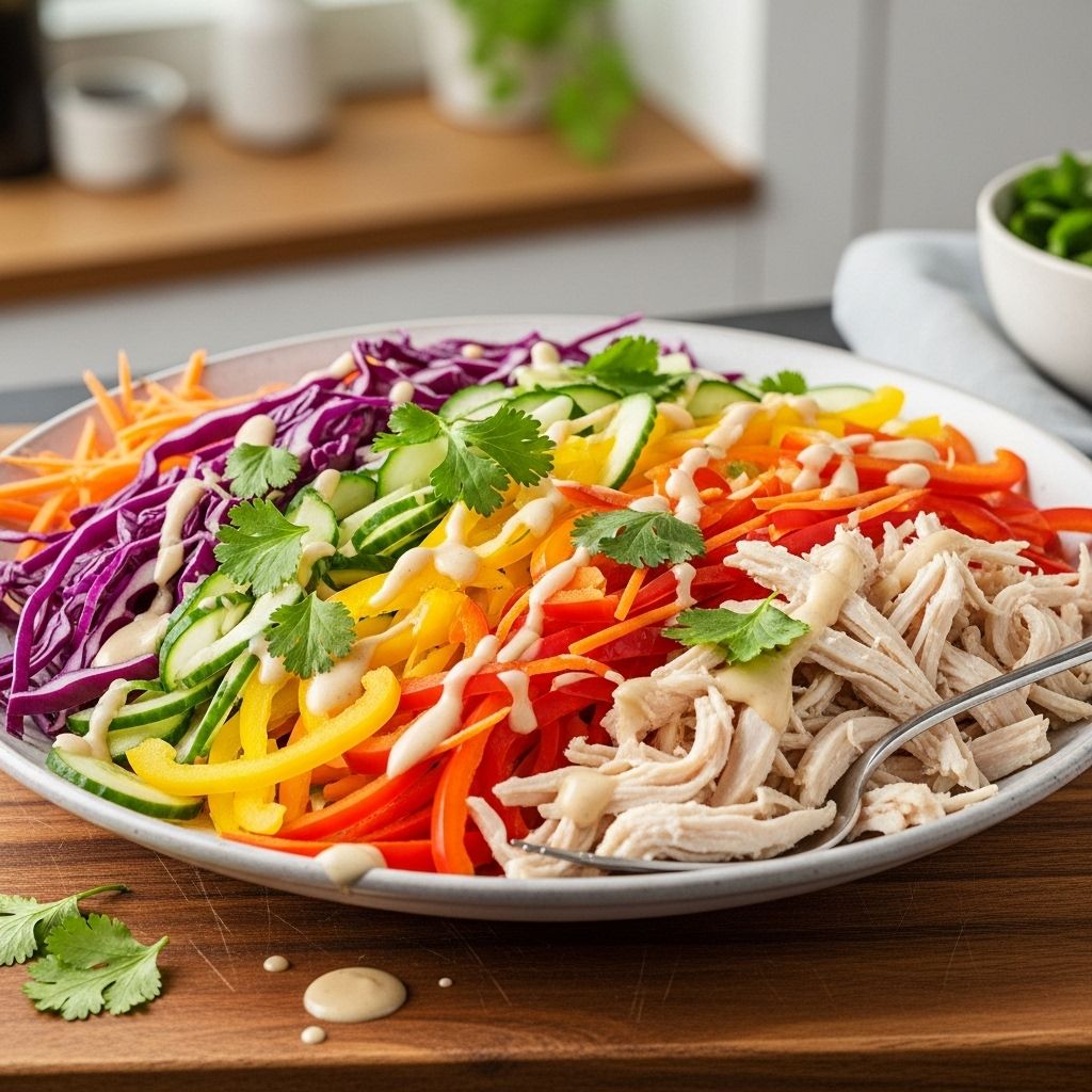 A colorful mix of crisp veggies, creamy dressing, and satisfying crunch in every bite.