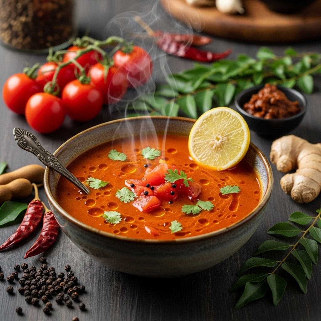 A harmonious dance of tangy tomatoes and warming spices brings comfort in every spoonful.