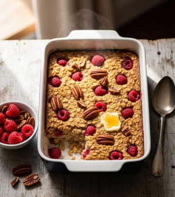 Wholesome, naturally sweet, and bursting with texture—discover the ultimate raspberry pecan baked oatmeal for nourishing mornings.