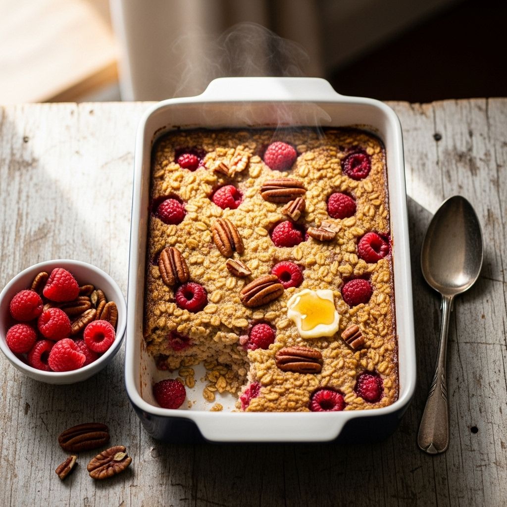 Wholesome, naturally sweet, and bursting with texture—discover the ultimate raspberry pecan baked oatmeal for nourishing mornings.