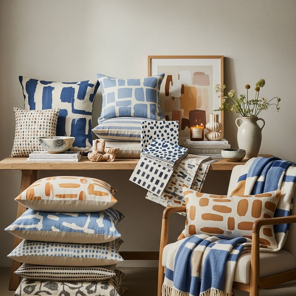 Hand-painted patterns channel coastal inspiration to infuse rooms with crafted charm.