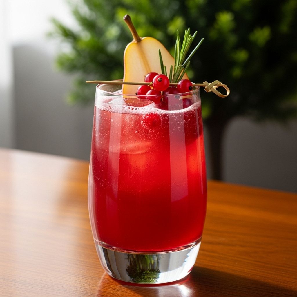 Enjoy the subtly spiced, tart-sweet refreshment of a homemade red pear shrub spritz—perfect for fall and winter gatherings, or any time you crave a unique, healthy mocktail.