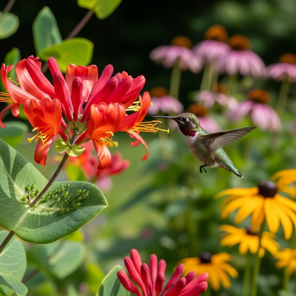 Red Trumpet Honeysuckle: A Vibrant Climber for Eco-Friendly Gardens An adaptable vine that brings year-long color and supports hummingbirds in every season.