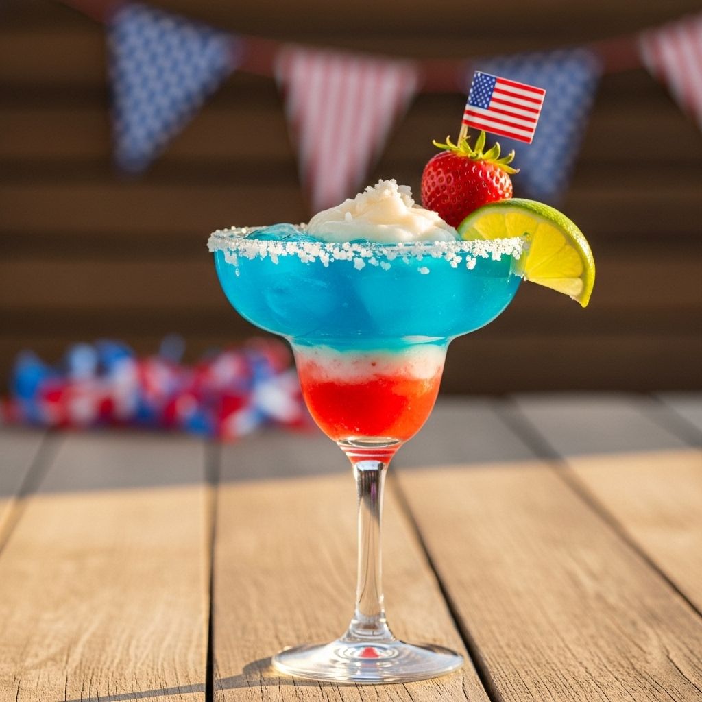 Red, White, and Blue Cocktail: Festive Margaritas for July 4th Honeydew stars and a sugar-salt rim make a watermelon sipper shine with festive flair.
