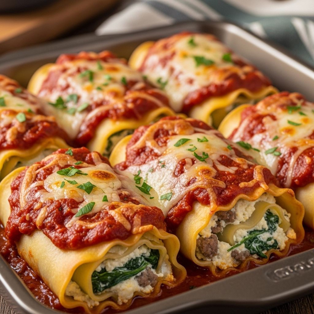 Lasagna gets a rollup makeover for simplified baking and portion control.