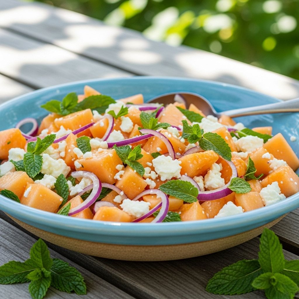 Delight your palate with this bright, healthy cantaloupe salad—easy to prepare and bursting with summer flavors.
