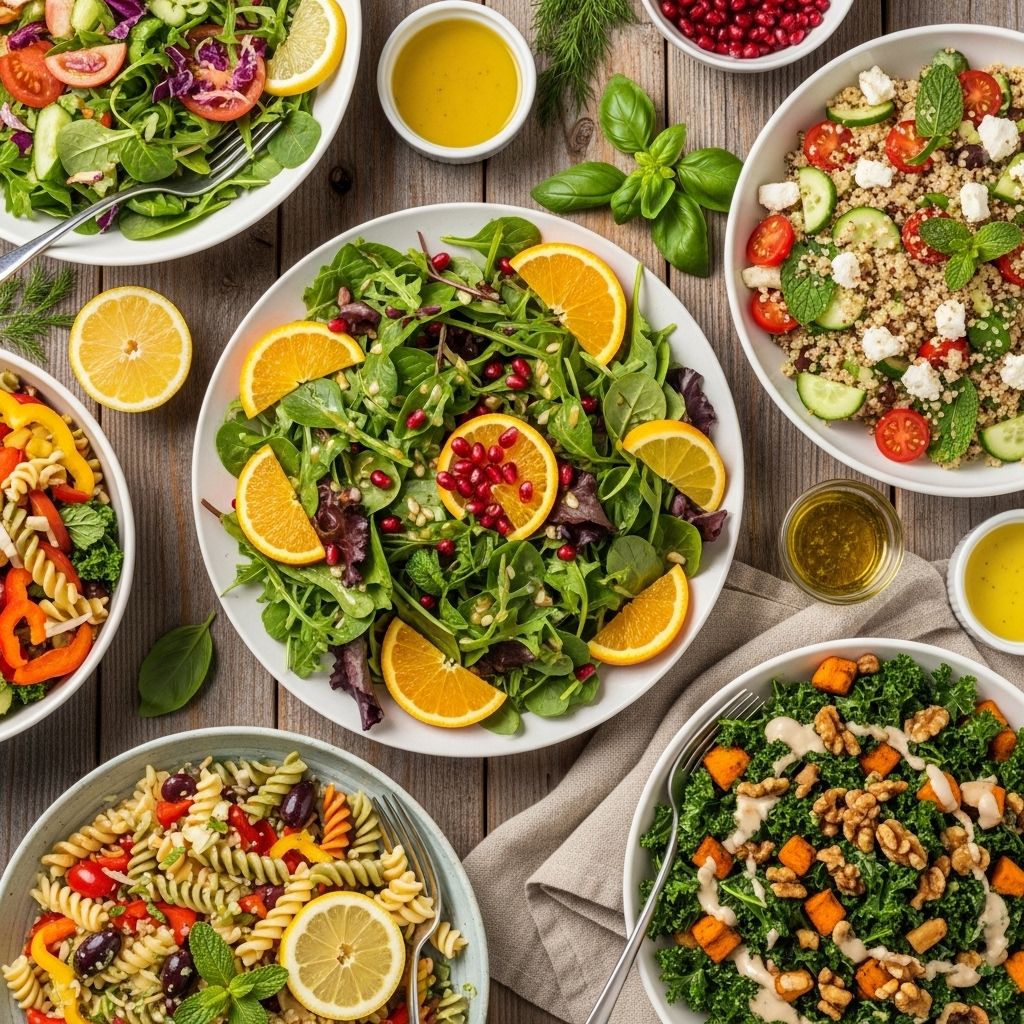 Crisp produce, tangy dressings, and fresh herbs combine for a burst of flavor.