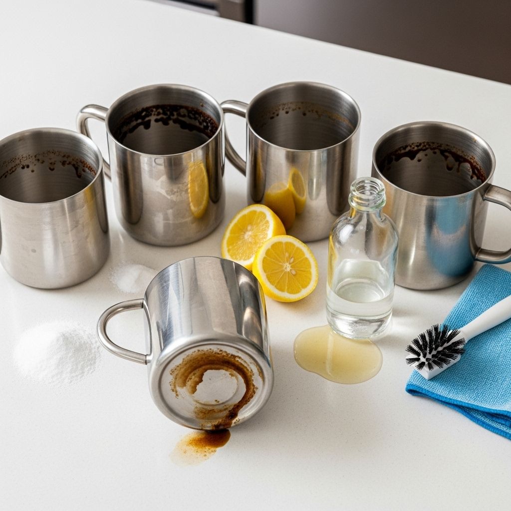 Everyday ingredients lift stubborn residue for a bright, like-new finish on your cup.