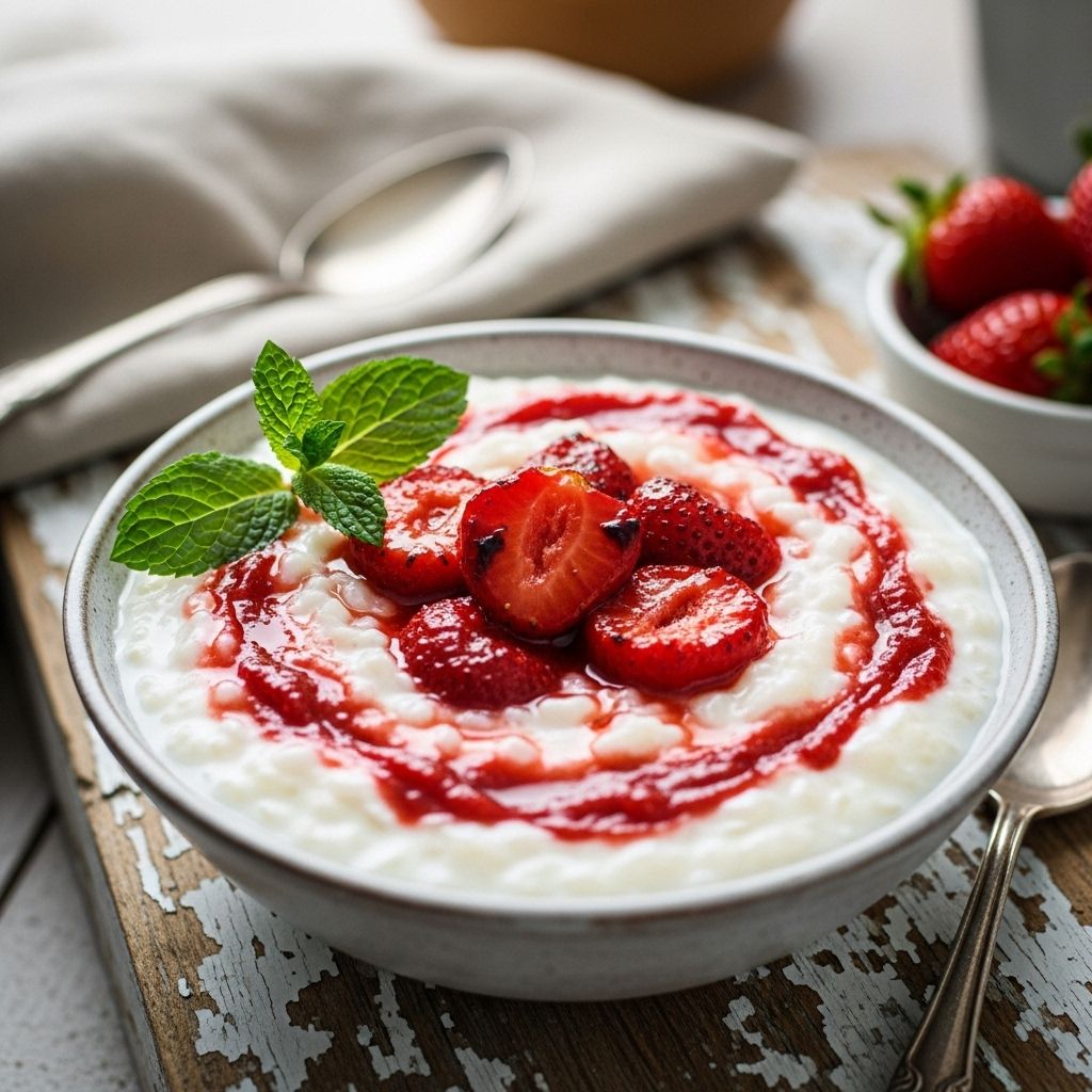 Rice Pudding With Roasted Strawberries: A Wholesome Twist on a Classic Dessert This bright rice pudding recipe—with juicy roasted strawberries—is light, naturally sweetened, and perfect for summer.