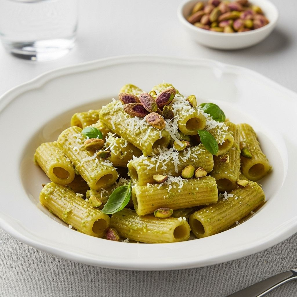 Discover a vibrant pistachio pesto rigatoni recipe, packed with fresh herbs and healthy ingredients that transform simple pasta into a gourmet, satisfying meal.