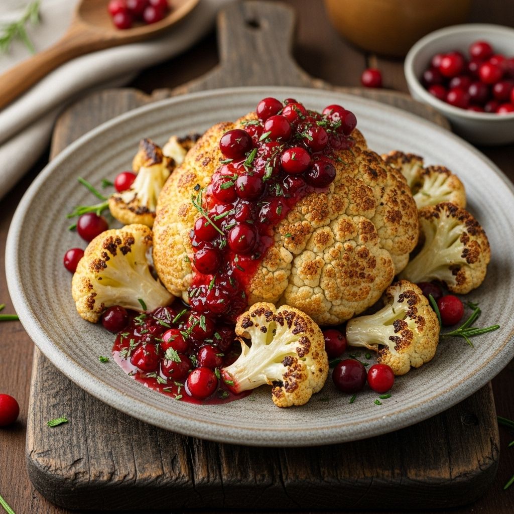 Brighten your table with this roasted cauliflower recipe tossed in tart cranberry vinaigrette and loaded with nutrient-rich add-ins.